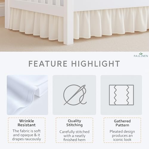 Rajlinen Ruffled Crib Bed Skirt Microfiber 14 Drop Ivory