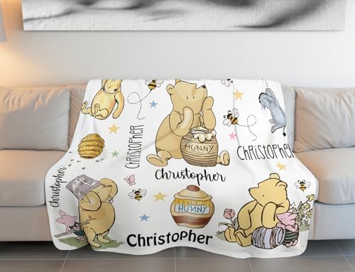 Personalized Pooh Bear Blanket for Kids 1