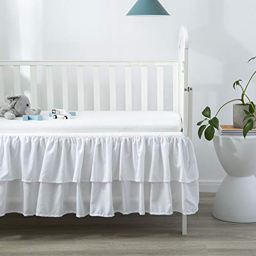 JSD White Ruffled Crib Bed Skirt 14 Deep Drop