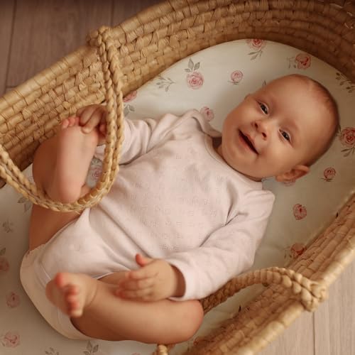 GLLQUEN Baby Bassinet Sheets 2 Pack Pink