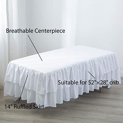 JSD White Ruffled Crib Bed Skirt 14 Deep Drop
