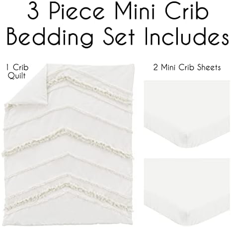Sweet Jojo Designs Ivory Boho Mini Crib Bedding Set 3pc 1