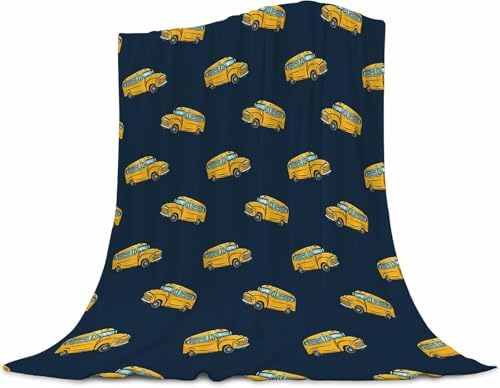 School Bus Baby Blanket 30x40 - Soft Flannel Fleece Throw
