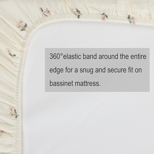 Onacosht Muslin Bassinet Sheets 3 Pack Solid Pink and Floral 1