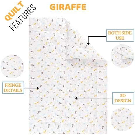 Baby Bees Giraffe Muslin Crib Quilt for Baby Boys and Girls