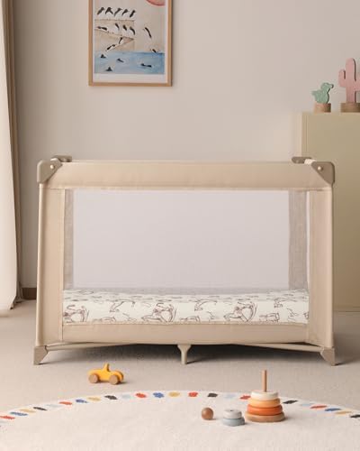 Yoofoss Pack and Play Sheets 2 Pack - 38x26 Mini Crib Fitted Neutral