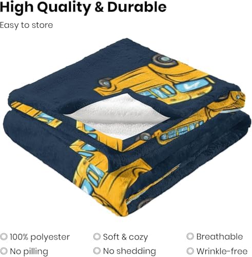 School Bus Baby Blanket 30x40 - Soft Flannel Fleece Throw