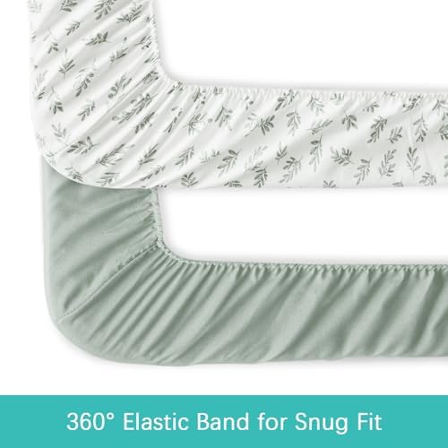 Biloban Baby Bassinet Sheets 4 Pack - Green Ultra Soft Skin-Friendly
