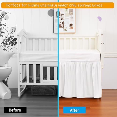 Zaizaihome Crib Bed Skirt - 100 Cotton 14 Drop No-Tie Design