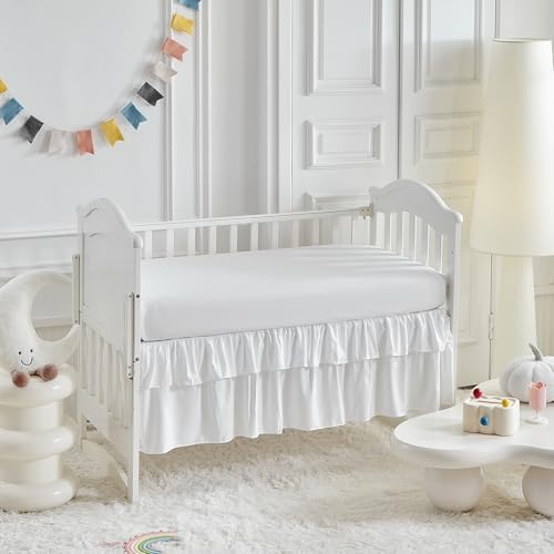 UOZZI BEDDING Ruffled Crib Bedding Set - White