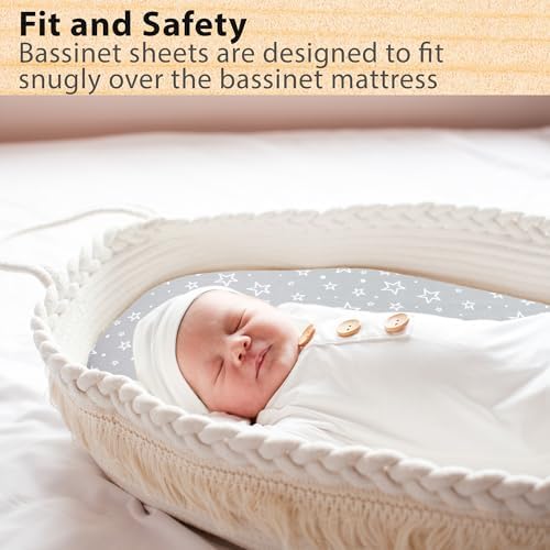 Bublo Baby Bassinet Sheets 2-Pack - Organic Cotton Breathable Cozy
