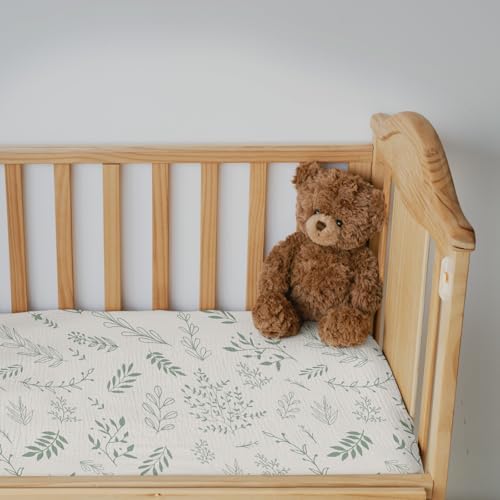 LYRICHOM Muslin Mini Crib Sheets 2 Pack for Baby Boy and Girl