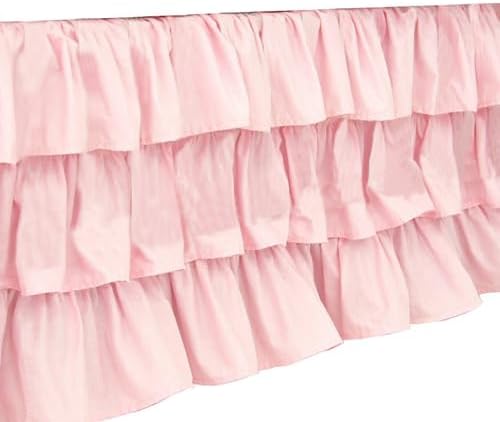 CATPAN Ruffled Crib Skirt 3 Tiered Pink Drop 177