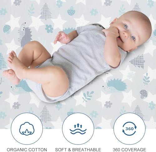 FHMJYY Bassinet Sheet Set 2 Pcs Deer Park Whale Hedgehog