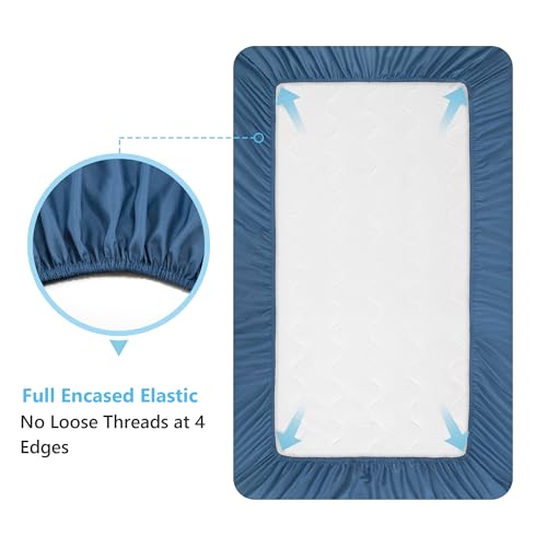 TILLYOU Crib Sheets 2 Pack Navy Stone Blue