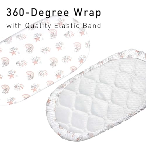 GLLQUEN BABY Bassinet Sheets 4 Pack Rainbow Pattern 1