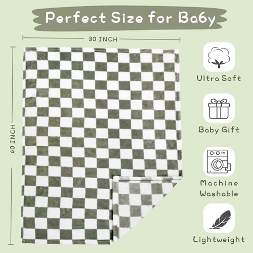 Yurhap Checkered Baby Blanket - Dark Olive 30x40