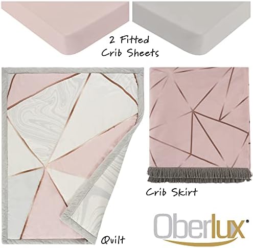 OBERLUX Crib Bedding Set for Girls - 4 Piece