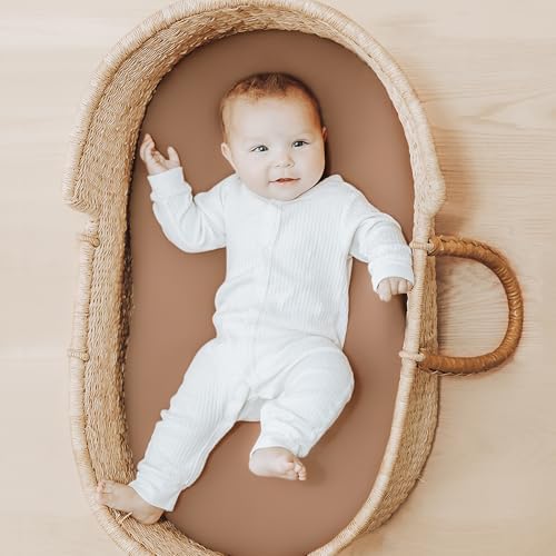 Konssy 2 Pack Stretchy Bassinet Sheets for Baby