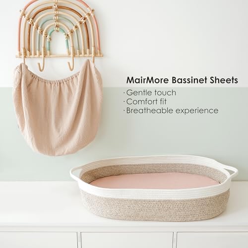 MairMore Muslin Bassinet Sheets 2-Pack Ivory Pink