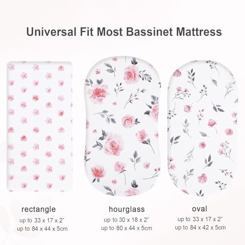 Davids Kids 3 Pack Bassinet Sheets with Floral Design