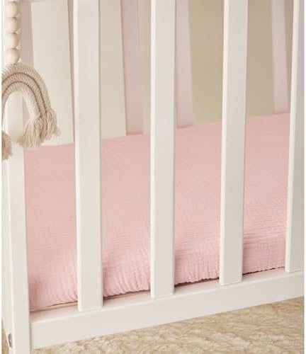 TILLYOU Muslin Bassinet Sheets 2 Pack Light Purple Pink