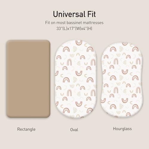 GLLQUEN Baby Bassinet Sheets 2 Pack - 33x17 Khaki