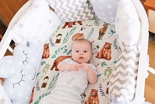 4 Pack Bassinet Sheets Woodland Forest Animals Neutral Unisex