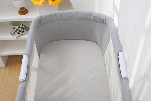 Onacosht Muslin Bassinet Sheets 2 Pack Fog and Beige