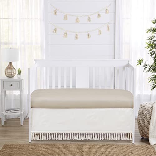 Sweet Jojo Designs Ivory Crib Bed Skirt with Boho Fringe