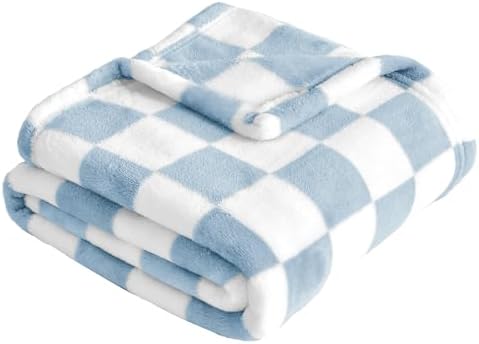 Yurhap Checkered Baby Blanket Fleece 30x40 Blue 1