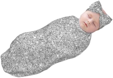 Soft Silver Glitter Butterfly Swaddle Headband Set