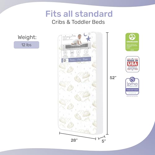 Dream On Me Twilight 5 Crib Mattress 2-in-1 Firm and Plush
