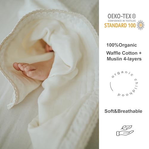DORMIKID Organic Baby Blanket - 27x31 Inch Ivory