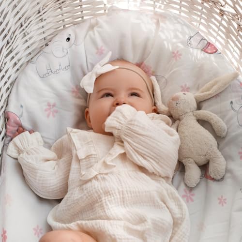 FIGEPO 4 Pack Baby Girl Bassinet Sheets Set