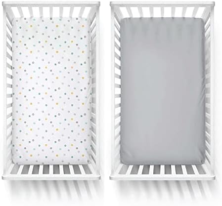 Featherhead 2-Pack Fitted Crib Sheets - 100 Cotton Jersey Grey Polka