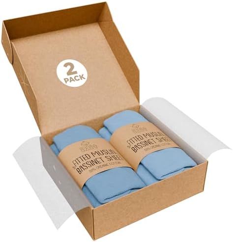 KoolerThings Bassinet Sheets 2 Pack - Organic Muslin Cotton