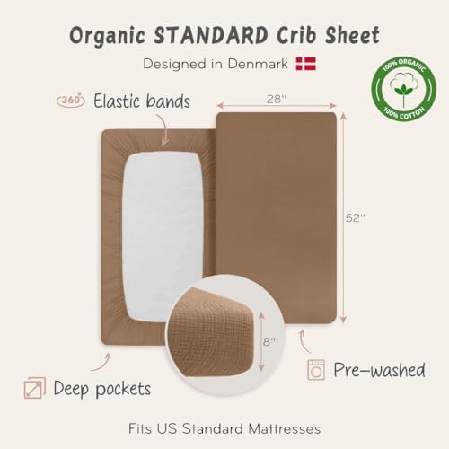 Huxie Crib Sheets Organic Cotton Muslin Fitted 28x52
