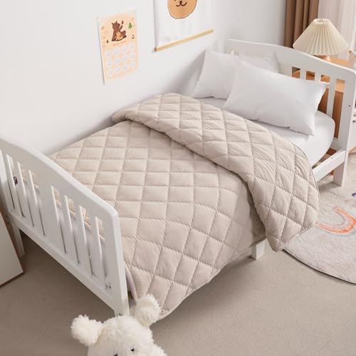NTBAY Toddler Comforter Lightweight Warm Microfiber Quilt 39x47 Inches Taupe