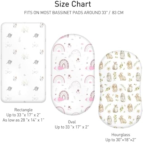 Soarwg Kids Bassinet Sheets 2-Pack Soft Breathable