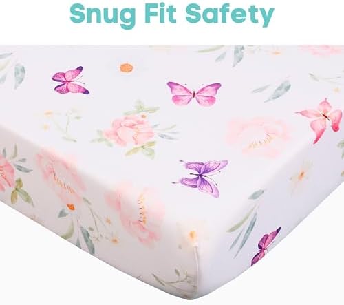 La Premura Baby Girl Crib Bedding Set with Purple Butterfly Design