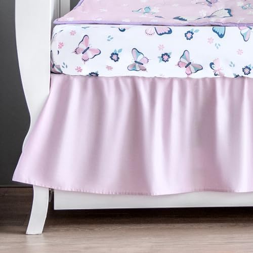 Butterfly Crib Bedding Set for Girls - 5 Piece White Pink