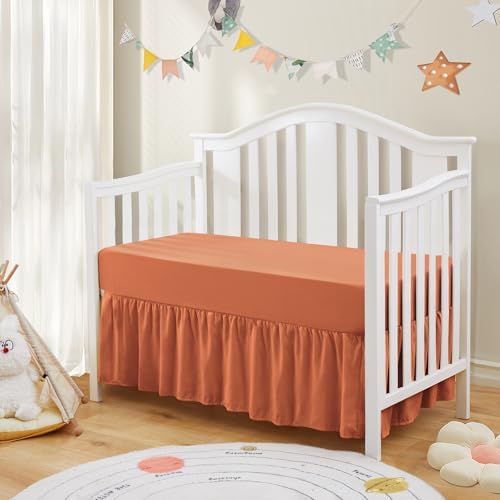 SiinvdaBZX 2-Piece Crib Skirt Sheet Set - Rust Orange