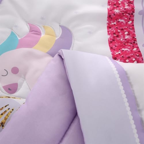 Wowelife Unicorn Crib Bedding Set Purple 3 Pieces