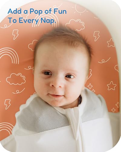 TOTCHILL Bassinet Sheet Set - Orange Cloud and Rainbow Design