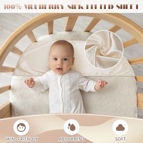 Hosuly 2 Pcs Satin Bassinet Sheets for Newborn Infant