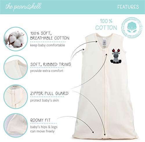 The Peanutshell Wearable Blanket Sleep Sack for Baby Woodland Moose Buffalo Plaid