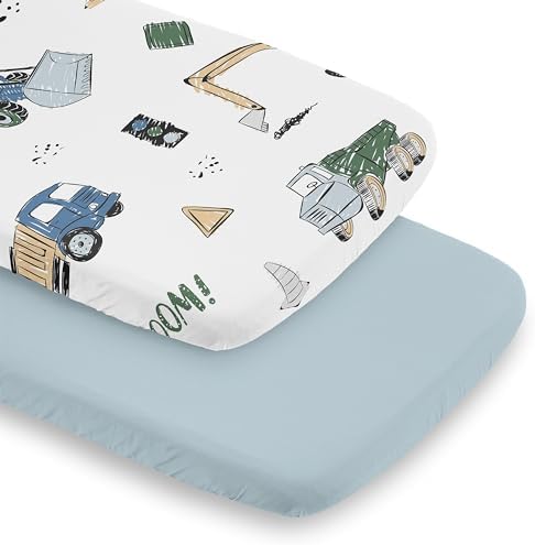 Sweet Jojo Designs Bassinet Sheet Set 2 Pack Construction Truck