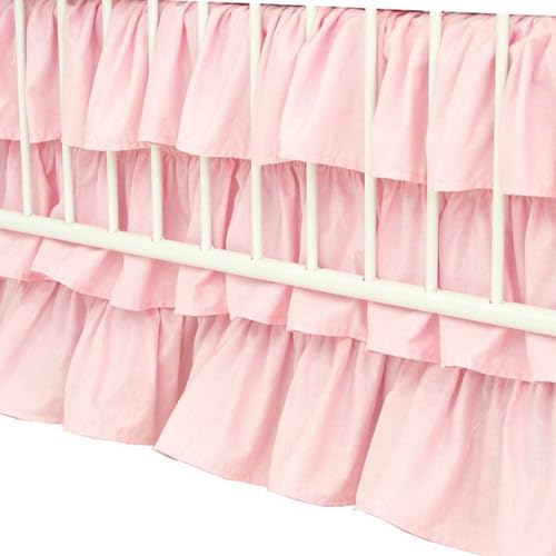CATPAN Ruffled Crib Skirt 3 Tiered Pink Drop 177