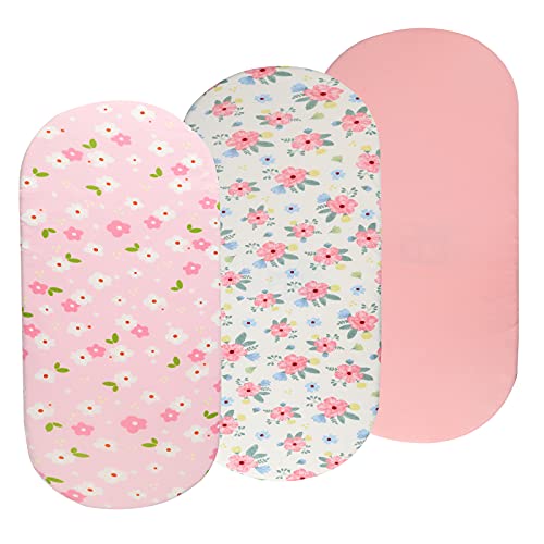 Onacosht Bassinet Sheets Set 3 Pack Pink Floral
